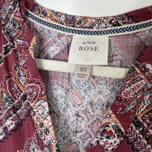 Knox Rose Boho Midi Dress Size XS Red Bohemian Peasant - Picture 5 of 12